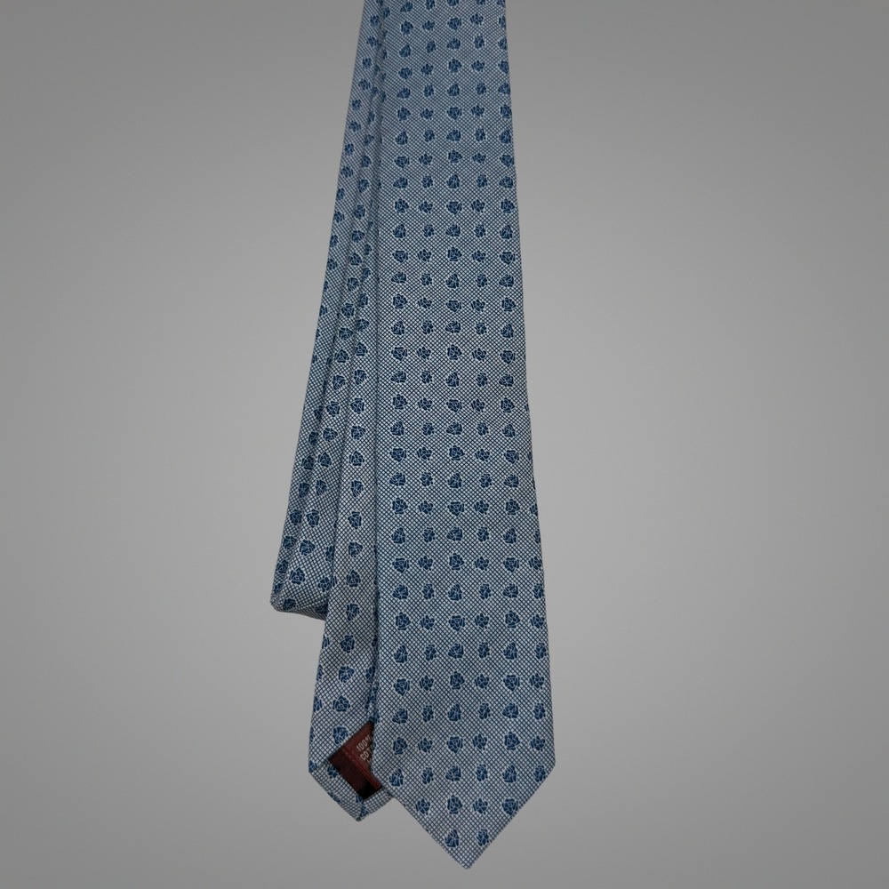 Original Penguin Necktie OS Mens Cotton Grid Floral Pattern Blue White